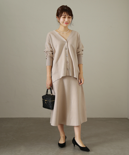 La TOTALITE(ラトータリテ)の「16Gミラノリブフレアスカート◆(スカート・レディース・ブラック/ベージュ/ライトグリーン/ラベンダー・36/38)」の5枚目の写真