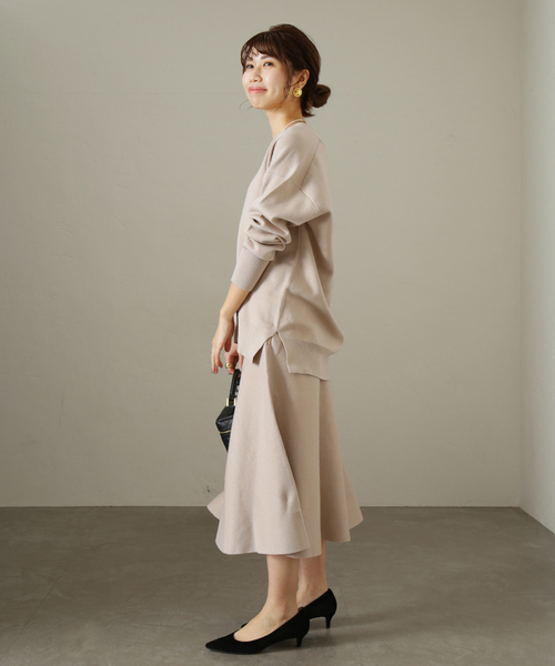 La TOTALITE(ラトータリテ)の「16Gミラノリブフレアスカート◆(スカート・レディース・ブラック/ベージュ/ライトグリーン/ラベンダー・36/38)」の6枚目の写真