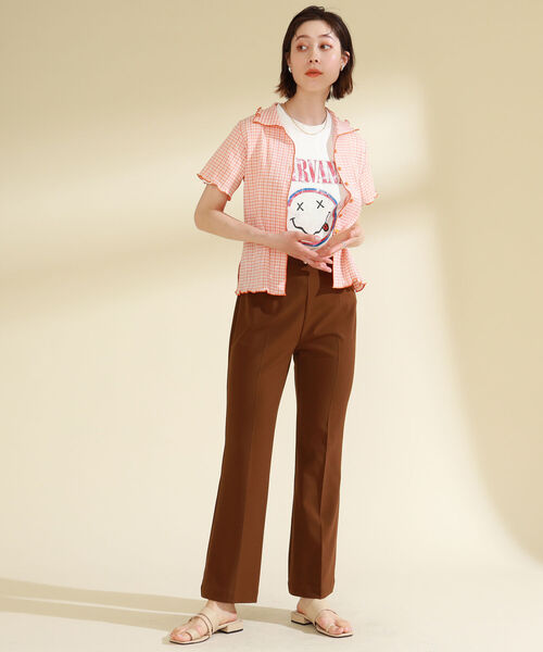 Ray BEAMS(レイビームス)の「Ray BEAMS / サイド カットアウト パンツ(その他パンツ・レディース・ダークブラウン/クリーム・1/0)」の7枚目の写真