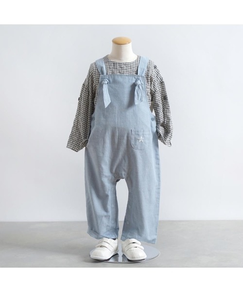 【セール】10mois star刺繍ダンガリー サロペット（サロペット/オーバーオール）｜10mois（ディモワ）