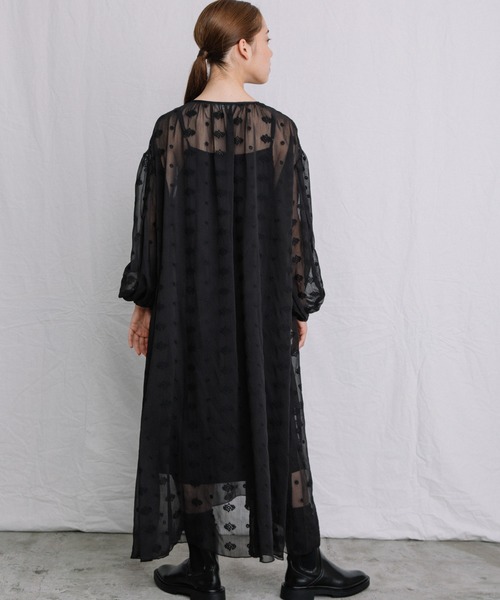 テト Liyoca リヨカ 刺繍シフォン楊柳ワンピース シアードレス Liyoca(リヨカ)の「【Liyoca】刺繍シフォン楊柳ワンピース