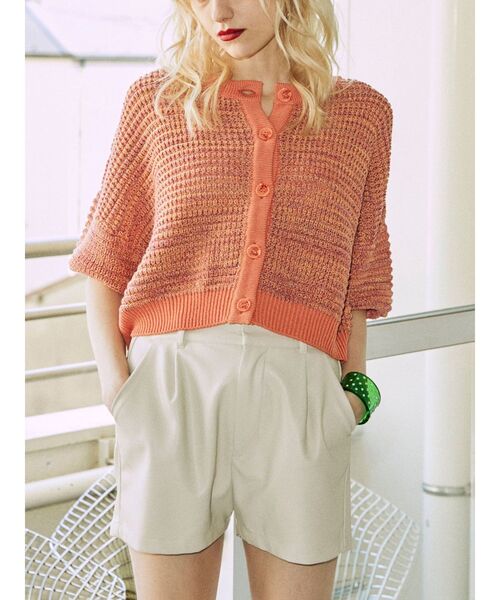 jouetie(ジュエティ)の「ミックスカラー2WAYサマーニットカーディガン(カーディガン/ボレロ・レディース・アイボリー/ブラック/オレンジ/ブルー・MEDIUM)」の4枚目の写真