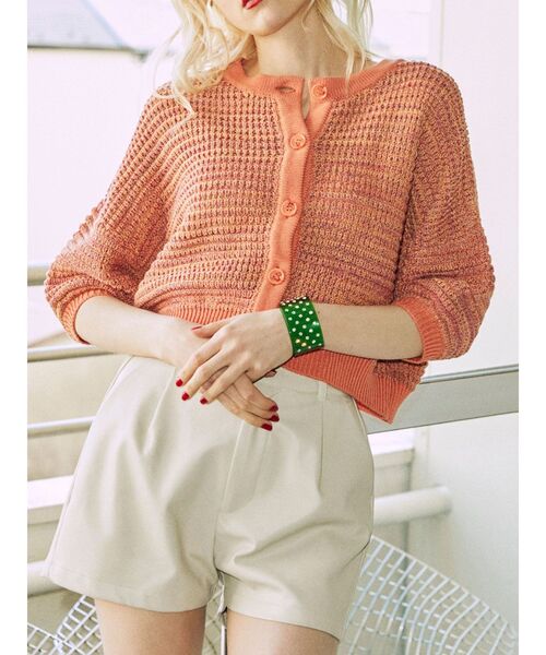 jouetie(ジュエティ)の「ミックスカラー2WAYサマーニットカーディガン(カーディガン/ボレロ・レディース・アイボリー/ブラック/オレンジ/ブルー・MEDIUM)」の16枚目の写真