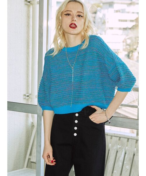 jouetie(ジュエティ)の「ミックスカラー2WAYサマーニットカーディガン(カーディガン/ボレロ・レディース・アイボリー/ブラック/オレンジ/ブルー・MEDIUM)」の11枚目の写真