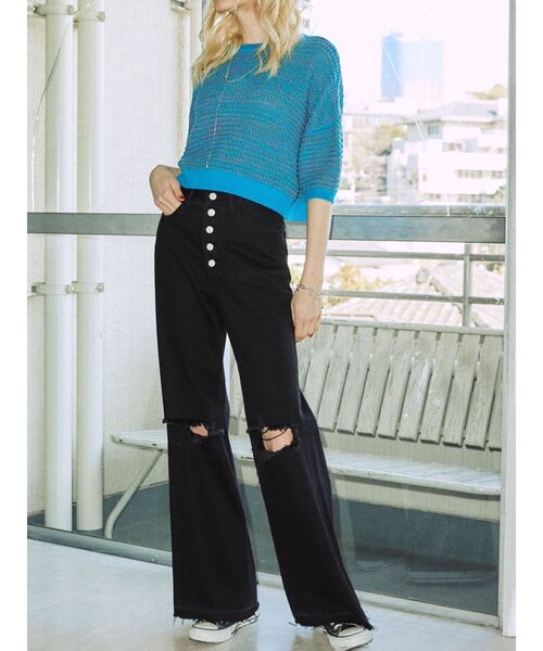 jouetie(ジュエティ)の「ミックスカラー2WAYサマーニットカーディガン(カーディガン/ボレロ・レディース・アイボリー/ブラック/オレンジ/ブルー・MEDIUM)」の21枚目の写真