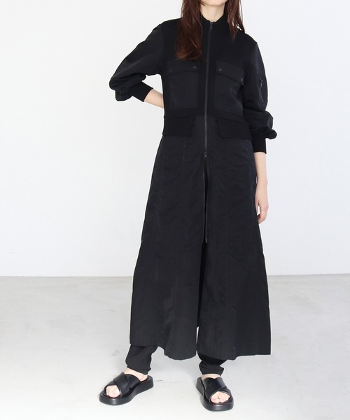 DRESSLAVE（ドレスレイブ）の「knit×taffeta combine MA-1(ニットタフタドッキングMA-1)（MA-1・レディース・ライトグレー/ブラック・38）」の2枚目の写真