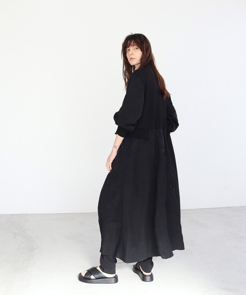 DRESSLAVE（ドレスレイブ）の「knit×taffeta combine MA-1(ニットタフタドッキングMA-1)（MA-1・レディース・ライトグレー/ブラック・38）」の4枚目の写真