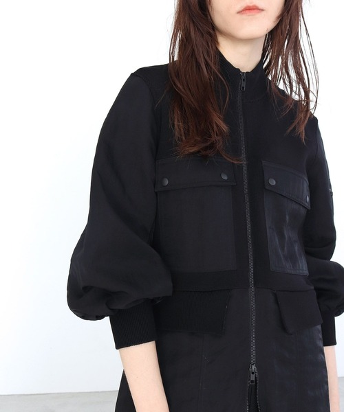 DRESSLAVE（ドレスレイブ）の「knit×taffeta combine MA-1(ニットタフタドッキングMA-1)（MA-1・レディース・ライトグレー/ブラック・38）」の6枚目の写真