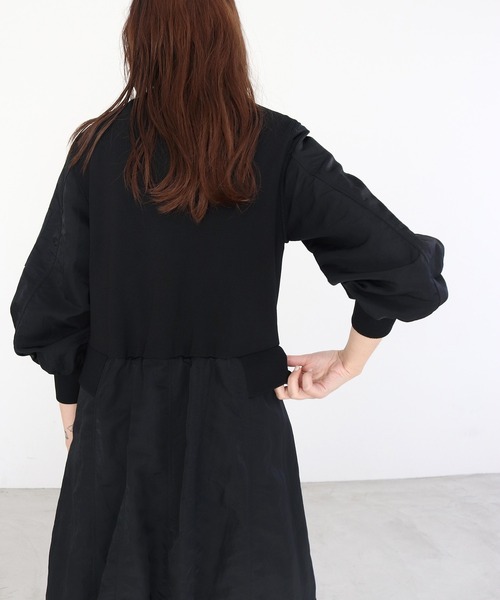 DRESSLAVE（ドレスレイブ）の「knit×taffeta combine MA-1(ニットタフタドッキングMA-1)（MA-1・レディース・ライトグレー/ブラック・38）」の9枚目の写真