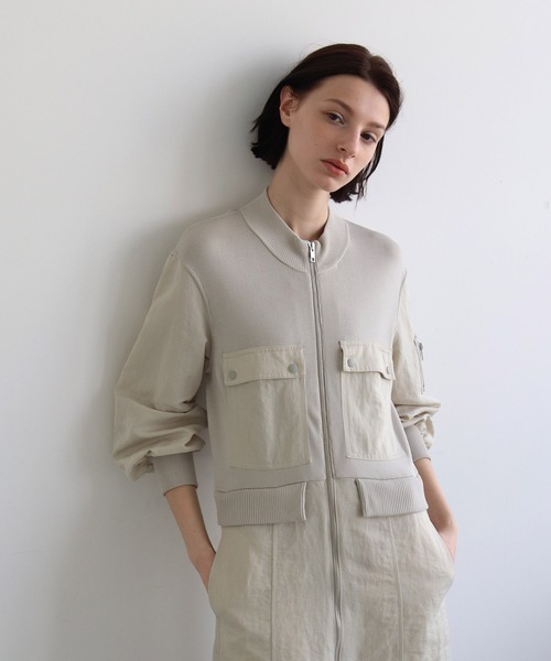 DRESSLAVE（ドレスレイブ）の「knit×taffeta combine MA-1(ニットタフタドッキングMA-1)（MA-1・レディース・ライトグレー/ブラック・38）」の18枚目の写真