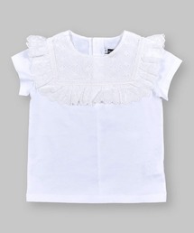 BeBe（ベベ）の「BeBe/はしごレースフリル切り替えTシャツ(90~140cm)（Tシャツ/カットソー）」