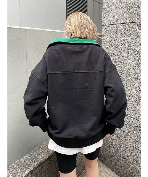 ENVYM（アンビー）の「リブカラーハーフジップＰＯ（スウェット・レディース・ホワイト/ブラック/ベージュ・FREE）」の5枚目の写真