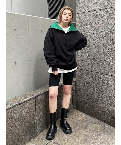 ENVYM（アンビー）の「リブカラーハーフジップＰＯ（スウェット・レディース・ホワイト/ブラック/ベージュ・FREE）」の7枚目の写真