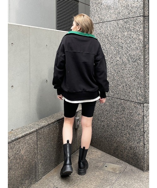 ENVYM（アンビー）の「リブカラーハーフジップＰＯ（スウェット・レディース・ホワイト/ブラック/ベージュ・FREE）」の8枚目の写真