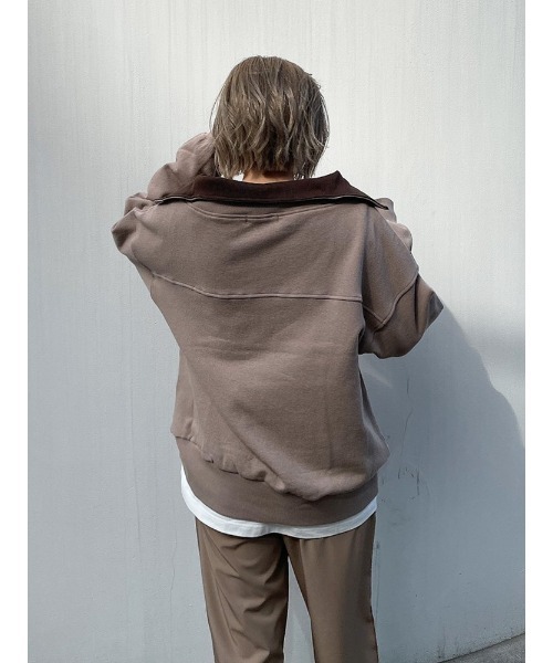 ENVYM（アンビー）の「リブカラーハーフジップＰＯ（スウェット・レディース・ホワイト/ブラック/ベージュ・FREE）」の10枚目の写真