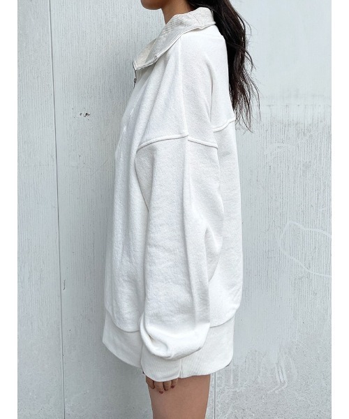 ENVYM（アンビー）の「リブカラーハーフジップＰＯ（スウェット・レディース・ホワイト/ブラック/ベージュ・FREE）」の19枚目の写真