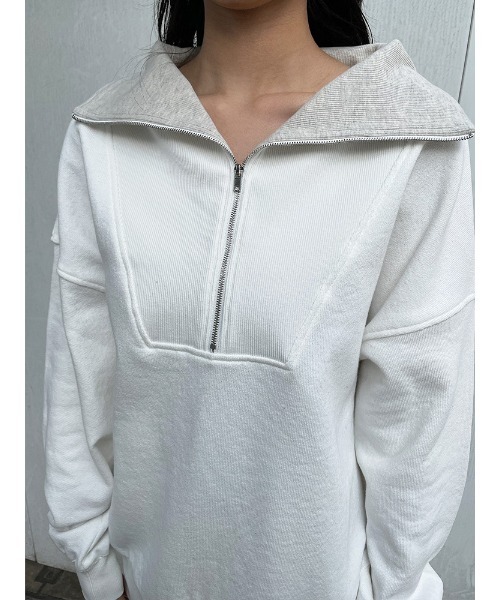 ENVYM（アンビー）の「リブカラーハーフジップＰＯ（スウェット・レディース・ホワイト/ブラック/ベージュ・FREE）」の21枚目の写真