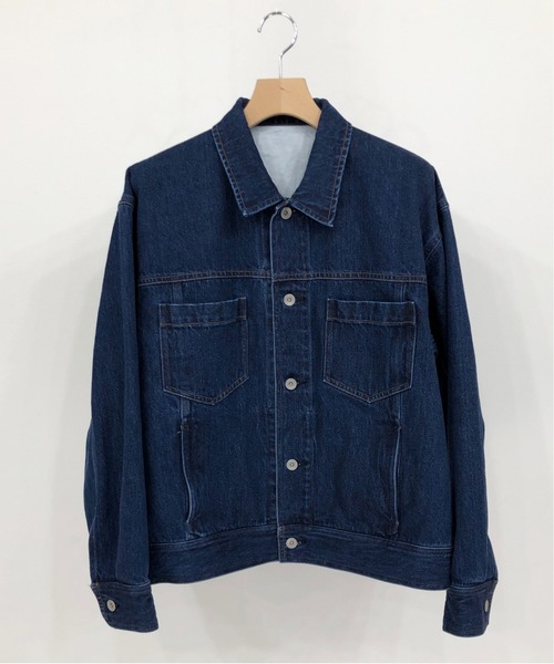 KIIT(キート)の「KIIT キート / G-J TYPE BLOUSON オーバーサイズ デニムブルゾン(セットアップ) / KIN-Y58-009(デニムジャケット・メンズ・ライトインディゴブルー/インディゴブルー・3/2)」の2枚目の写真