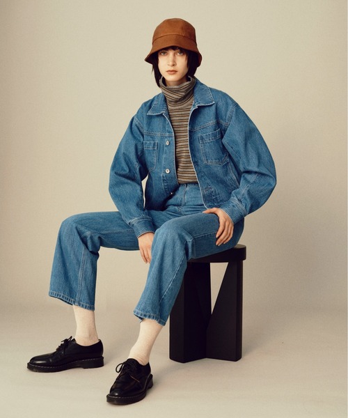 KIIT(キート)の「KIIT キート / G-J TYPE BLOUSON オーバーサイズ デニムブルゾン(セットアップ) / KIN-Y58-009(デニムジャケット・メンズ・ライトインディゴブルー/インディゴブルー・3/2)」の8枚目の写真