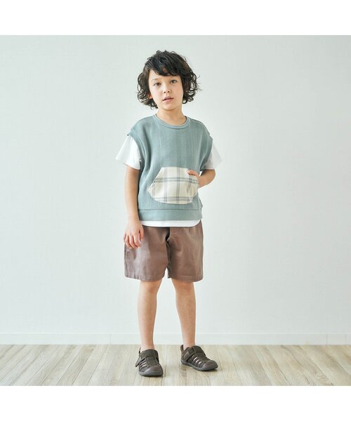 apres les cours(アプレレクール)の「スターパッチハーフパンツ 5分丈_ストレッチ(その他パンツ・キッズ・ブラウン/ブルー・90/100/110/120/80/130/140)」の6枚目の写真