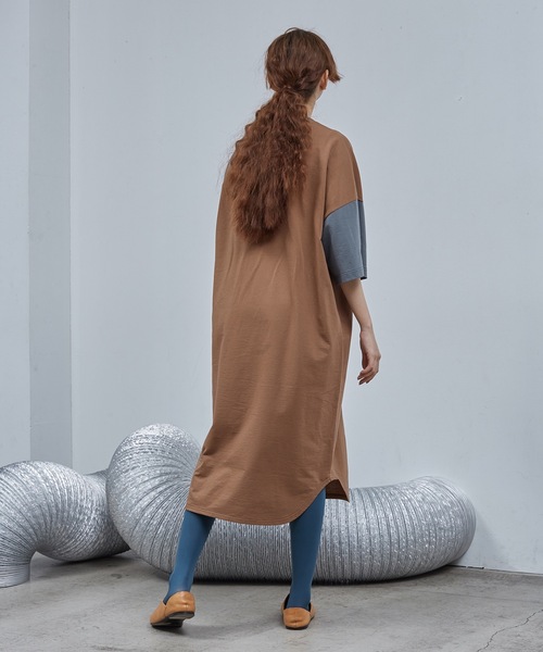 Dulcamara(ドゥルカマラ)の「インレイアシメベースボールOP(ワンピース・レディース・ブラウン/ライトグレー・FREE)」の5枚目の写真