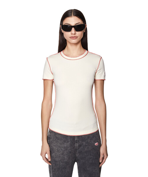 DIESEL(ディーゼル)の「レディース トップス Tシャツ クルーネック 半袖(Tシャツ/カットソー・レディース・アイボリー/ブラック・LARGE/SMALL/MEDIUM/X-LARGE)」の17枚目の写真