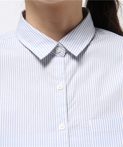 earth music&ecology（アースミュージックアンドエコロジー）の「【シャキシャキシャツ】ストライプ（シャツ/ブラウス・レディース・サックスブルー/ネイビー・MEDIUM/SMALL）」の8枚目の写真