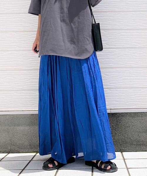 Q(キュー)の「ナチュラルワッシャースカート(スカート・レディース・ピンク/ブルー・MEDIUM)」の2枚目の写真