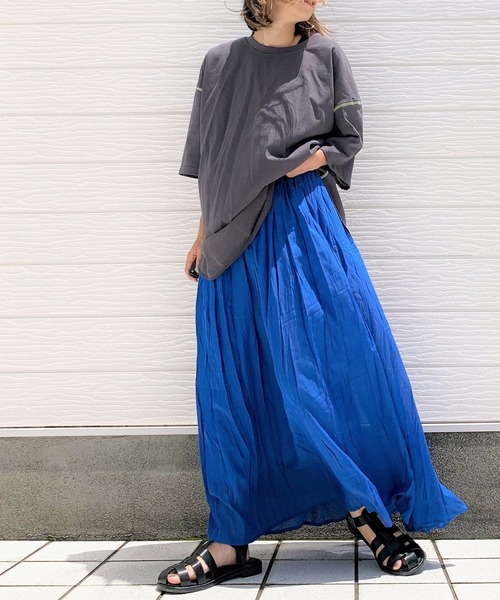 Q(キュー)の「ナチュラルワッシャースカート(スカート・レディース・ピンク/ブルー・MEDIUM)」の8枚目の写真