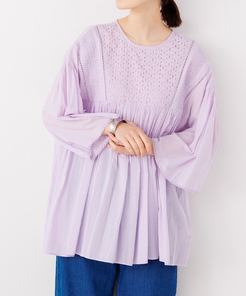 lil nina(リルニーナ)の「<MADE IN INDIA>エアリー シフリーブラウス(シャツ/ブラウス・レディース・ラベンダー/ミント/ブラック/オフホワイト・FREE)」の4枚目の写真