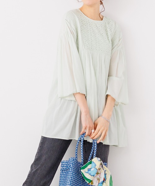 lil nina(リルニーナ)の「<MADE IN INDIA>エアリー シフリーブラウス(シャツ/ブラウス・レディース・ラベンダー/ミント/ブラック/オフホワイト・FREE)」の3枚目の写真