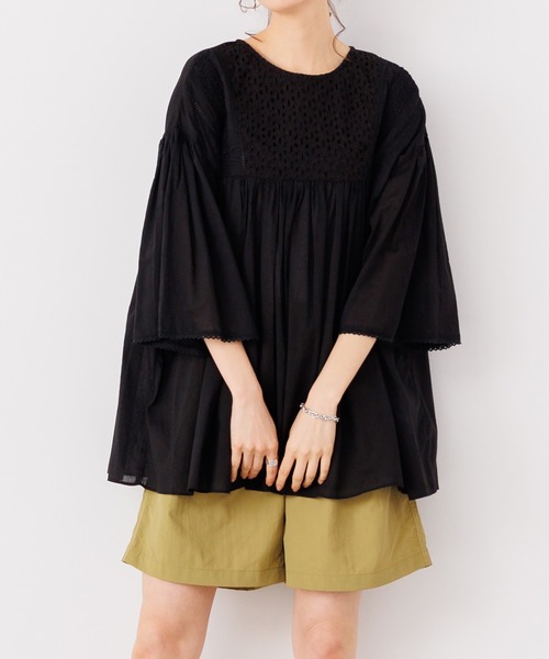 lil nina(リルニーナ)の「<MADE IN INDIA>エアリー シフリーブラウス(シャツ/ブラウス・レディース・ラベンダー/ミント/ブラック/オフホワイト・FREE)」の2枚目の写真