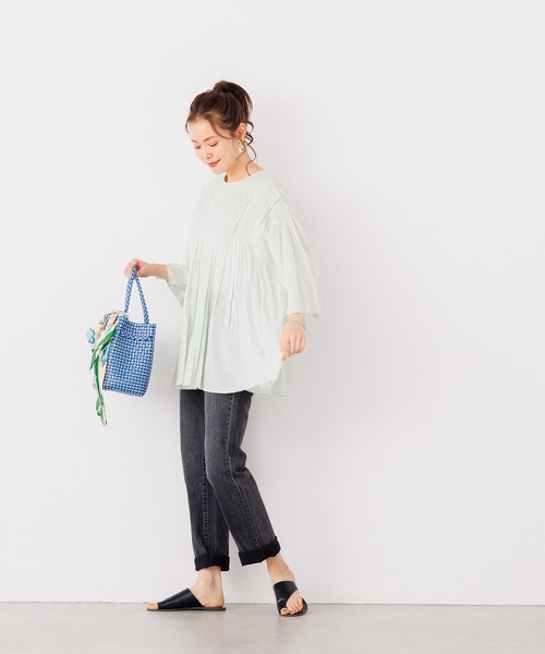 lil nina(リルニーナ)の「<MADE IN INDIA>エアリー シフリーブラウス(シャツ/ブラウス・レディース・ラベンダー/ミント/ブラック/オフホワイト・FREE)」の9枚目の写真