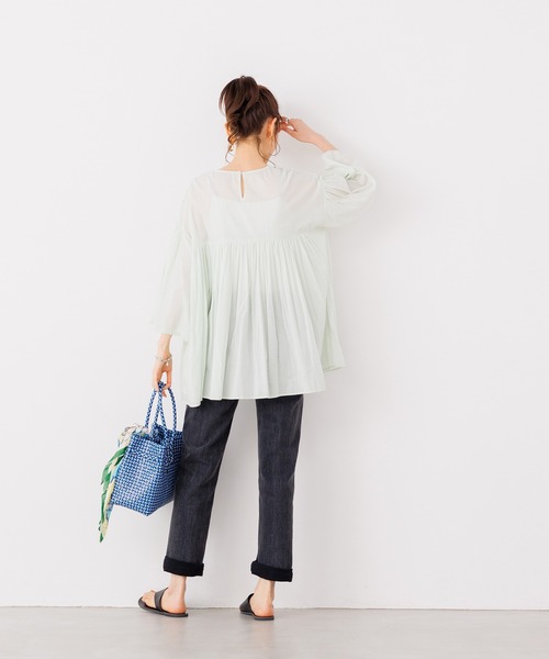 lil nina(リルニーナ)の「<MADE IN INDIA>エアリー シフリーブラウス(シャツ/ブラウス・レディース・ラベンダー/ミント/ブラック/オフホワイト・FREE)」の10枚目の写真