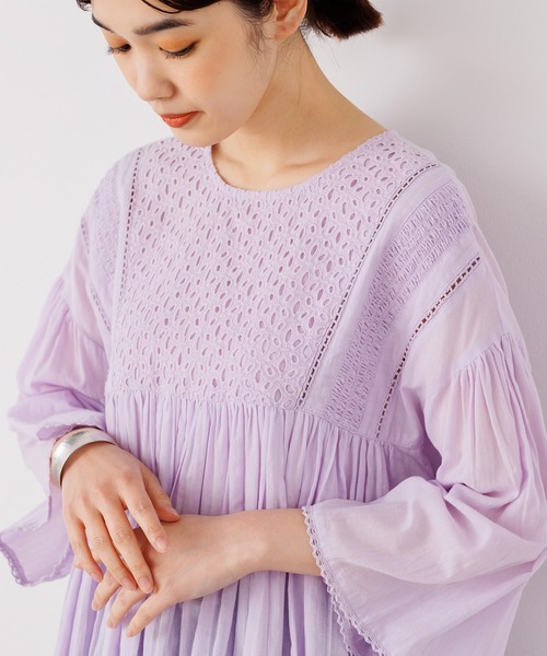 lil nina(リルニーナ)の「<MADE IN INDIA>エアリー シフリーブラウス(シャツ/ブラウス・レディース・ラベンダー/ミント/ブラック/オフホワイト・FREE)」の13枚目の写真