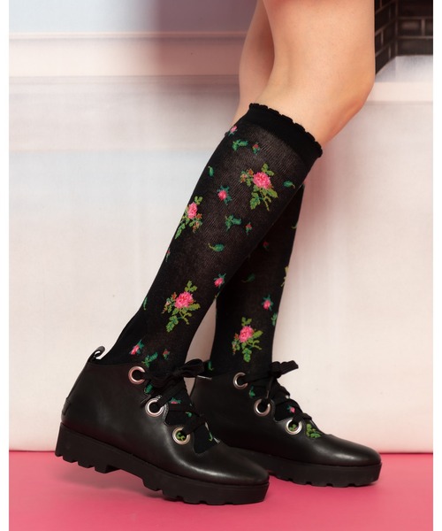 PINK HOUSE（ピンクハウス）の「lsb floral socks（ソックス/靴下・レディース・オフホワイト/ラベンダー/ブラック・フリー）」の8枚目の写真