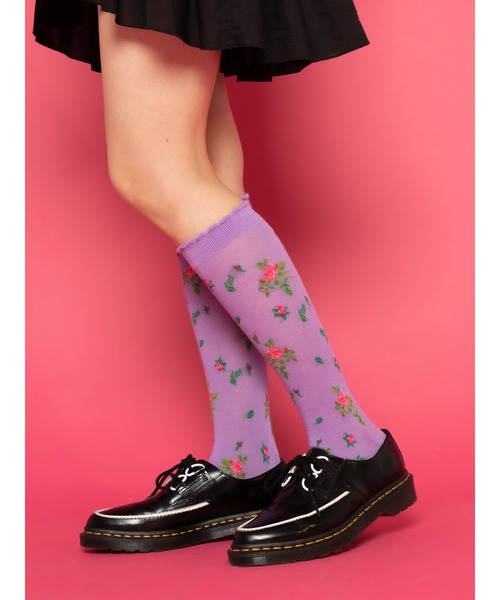 PINK HOUSE（ピンクハウス）の「lsb floral socks（ソックス/靴下・レディース・オフホワイト/ラベンダー/ブラック・フリー）」の6枚目の写真