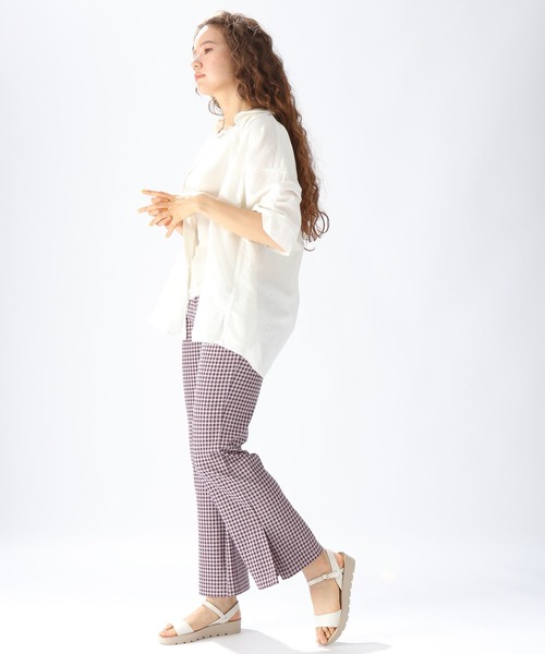 niko and...（ニコアンド）の「コットンリネンハーフスリーブシャツ（シャツ/ブラウス・レディース・ブルー/ホワイト/オフホワイト/オレンジ・LARGE/MEDIUM）」の15枚目の写真