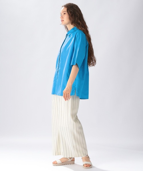 niko and...（ニコアンド）の「コットンリネンハーフスリーブシャツ（シャツ/ブラウス・レディース・ブルー/ホワイト/オフホワイト/オレンジ・LARGE/MEDIUM）」の9枚目の写真