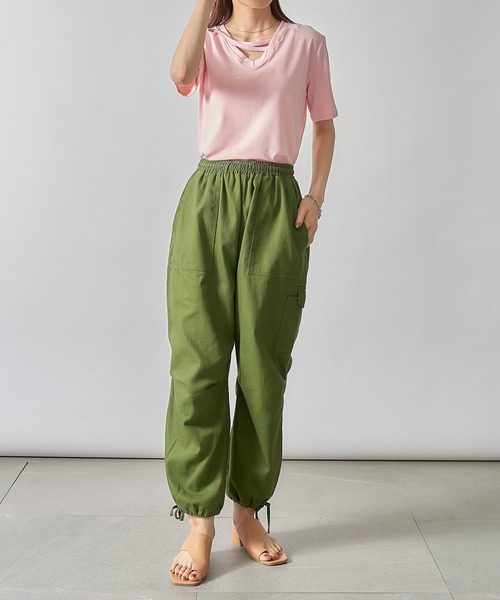 SETUP7(セットアップセブン)の「【SETUP7】アイレットベルトVネックカットソー SCCH164(Tシャツ/カットソー・レディース・ブラック/グレー/ホワイト/イエロー/グリーン/ピンク・FREE)」の21枚目の写真