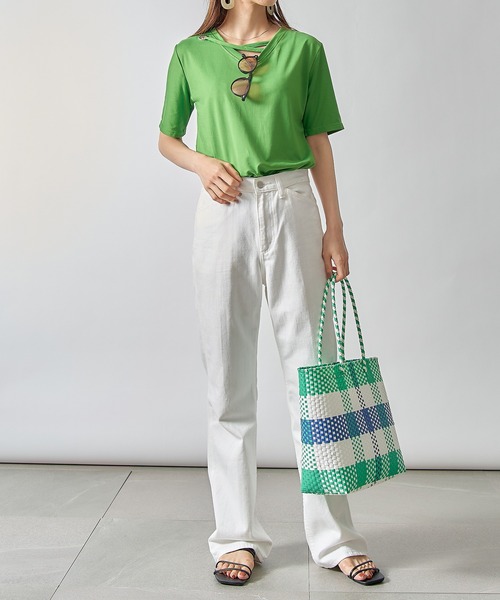 【THEAIRTOWN】Vネックアイレットコルセットトップ UNISEX》Prime-Over Japanese Paper Damaged Tilden V-Neck Knit