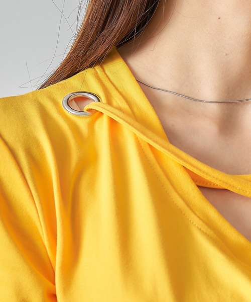 SETUP7(セットアップセブン)の「【SETUP7】アイレットベルトVネックカットソー SCCH164(Tシャツ/カットソー・レディース・ブラック/グレー/ホワイト/イエロー/グリーン/ピンク・FREE)」の19枚目の写真