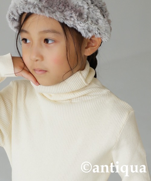 antiqua（アンティカ）の「綿100%細タートルリブニット。（ニット/セーター・キッズ・レッド/ブラック/グリーン/アイボリー・5/6/4）」の5枚目の写真
