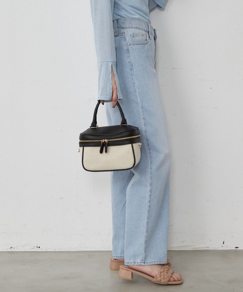 Shelly island(シェリーアイランド)の「キャンバスバニティバッグ(ハンドバッグ・レディース・ブラック/ピンク/グリーン・FREE)」の1枚目の写真