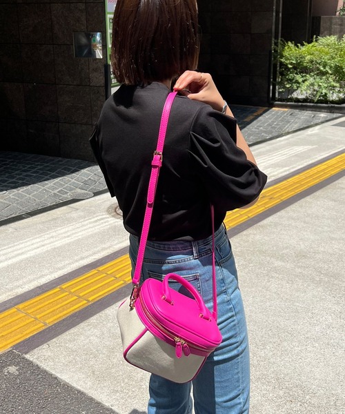 Shelly island(シェリーアイランド)の「キャンバスバニティバッグ(ハンドバッグ・レディース・ブラック/ピンク/グリーン・FREE)」の6枚目の写真