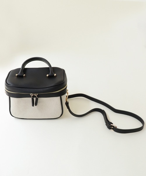 Shelly island(シェリーアイランド)の「キャンバスバニティバッグ(ハンドバッグ・レディース・ブラック/ピンク/グリーン・FREE)」の8枚目の写真