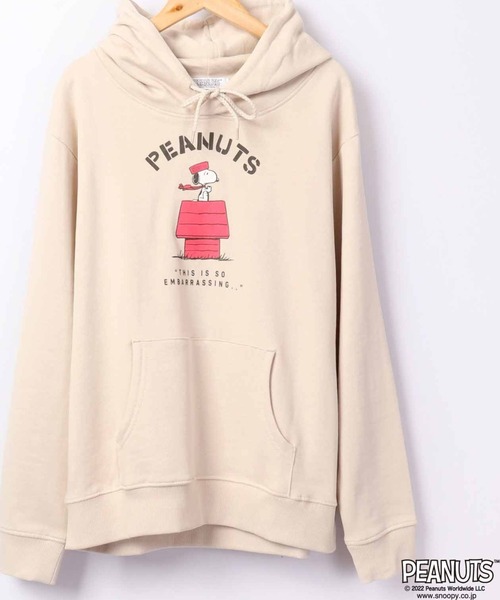 PEANUTS(ピーナッツ)の「PEANUTS スヌーピー 裏毛 プルパーカー 長袖(パーカー・レディース・ブラック/ベージュ/ラベンダー/ブラック系その他/杢グレー/パープル系その他・S/M/L/LL)」の4枚目の写真