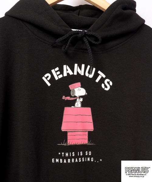 PEANUTS(ピーナッツ)の「PEANUTS スヌーピー 裏毛 プルパーカー 長袖(パーカー・レディース・ブラック/ベージュ/ラベンダー/ブラック系その他/杢グレー/パープル系その他・S/M/L/LL)」の11枚目の写真