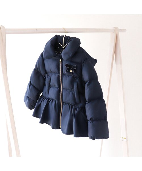 セール】【洗濯機でお洗濯OK】ペプラムリボン中綿アウター（ダウン