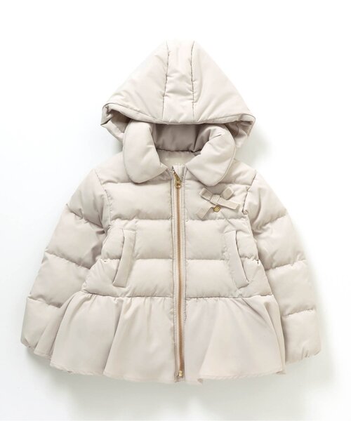 apres les cours（アプレレクール）の「【洗濯機でお洗濯OK】ペプラムリボン中綿アウター（ダウンジャケット/コート・キッズ・ベージュ/ネイビー/ピンク/サックスブルー・100/110/130/80/120/140/90）」の14枚目の写真